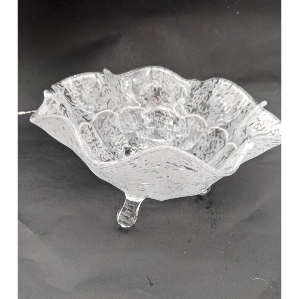 Vintage crimped‎ ruffle bowl clear frosted elegant glass 9: